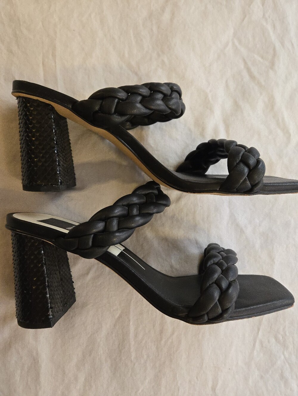 Dolce Vita Paily Braided Double-Strap Black Block Heel Sandals HAL3 - Picture 6 of 9